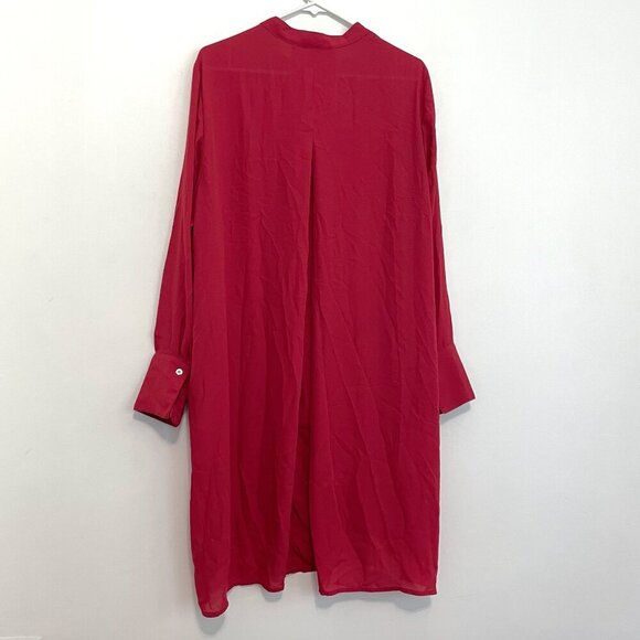 NEW NWT H&M Plus Size Red Pleated V-Neck Long Sleeve Shirt Dress Shift Dress 22 - Picture 12 of 16